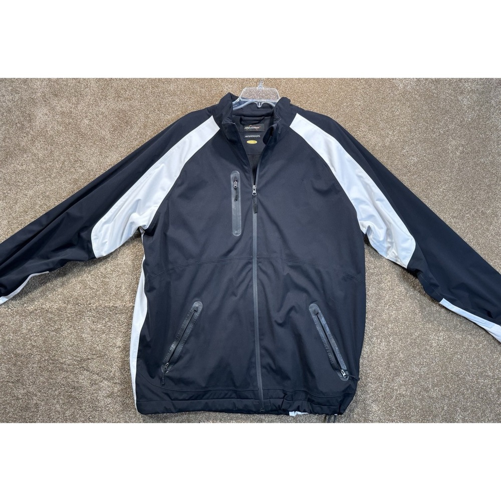 Greg Norman Golf Jacket Mens XL Black White Full Zip Waterproof!